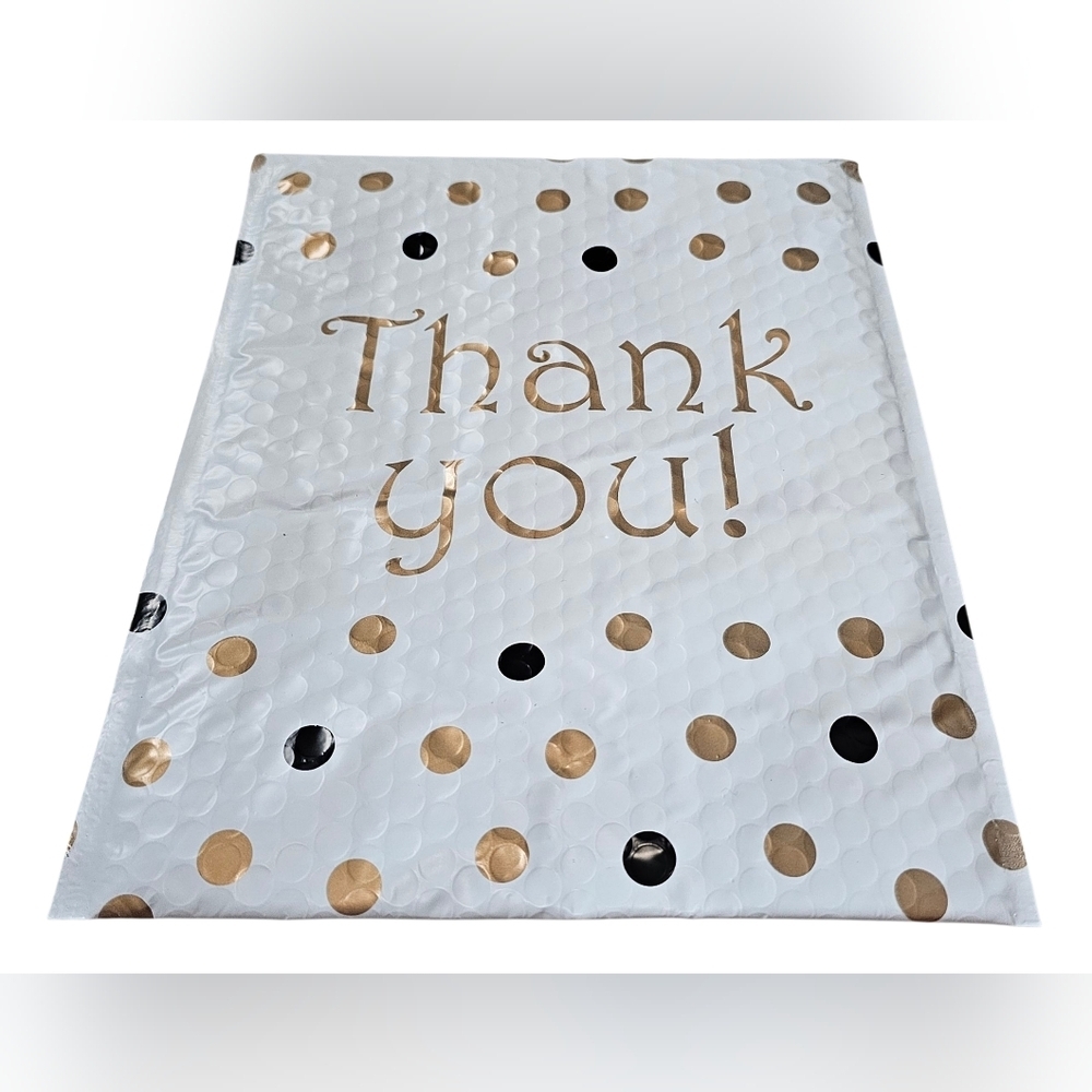 Polka Dot "Thank You" Bubble Mailer. 10 Count 8½ x 11". Self Sealing, Waterproof - Picture 1 of 2